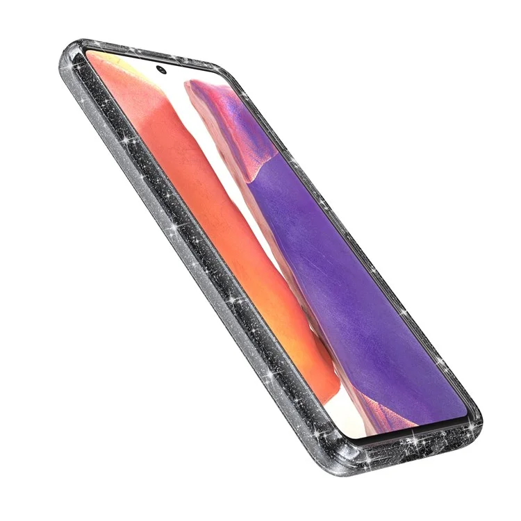 Pour Samsung Galaxy A33 5G Clear Glitter Case Hard PC + Soft TPU Épaissoir le Couvercle du Téléphone Mobile à L'épreuve - Gris