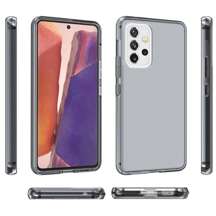 For Samsung Galaxy A53 5G Thicken Clear PC + TPU Phone Case Anti-Drop Protective Cover - Transparent Grey