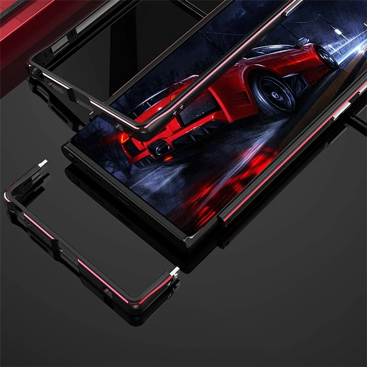 For Samsung Galaxy S22 Ultra 5G Precise Cutout Metal Bumper Case with Camera Lens Cover - Black