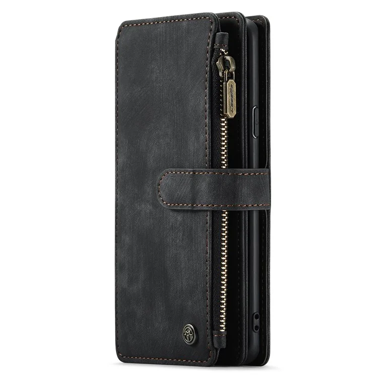 CASEME C30 Series для Samsung Galaxy S9 с поддержкой подставки Дизайн кожаного чехла PU с противоударной защитой Карман на молнии Чехол-бумажник для телефона - Черный