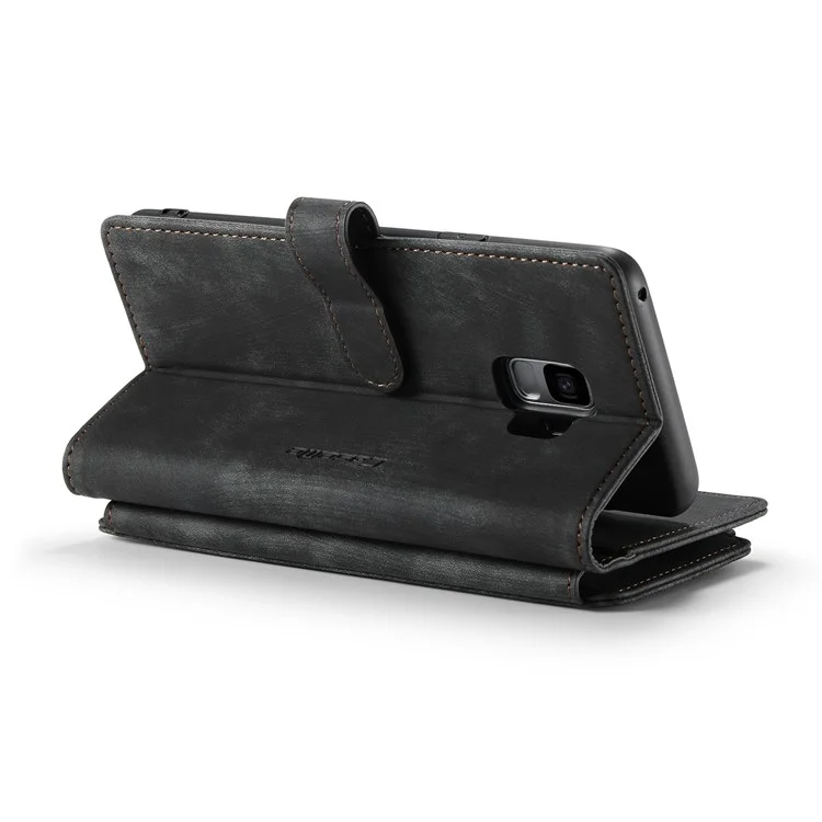 Serie Caseme C30 Para Samsung Galaxy S9 Soporte Diseño de Soporte PU Caja de Teléfono de Cuero Policita Para la Cremallera Fuera Del Teléfono de la Billetera de Bolsillo - Negro