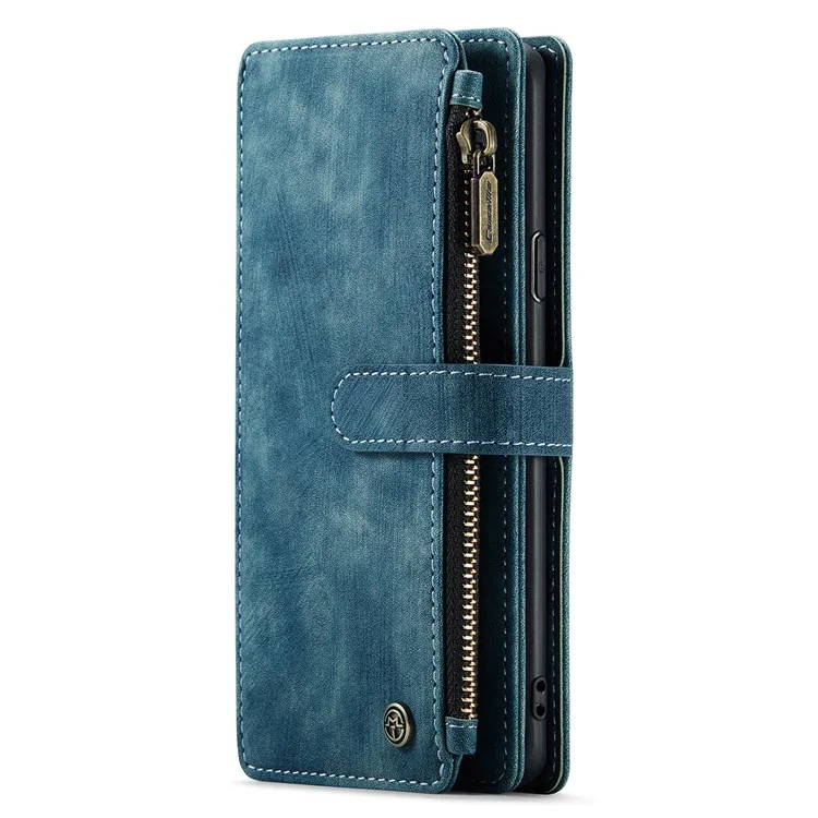 For Samsung Galaxy S9 Phone Cases with Strap CASEME C30 Zipper Multiple Card Holder PU Leather Cover - Blue