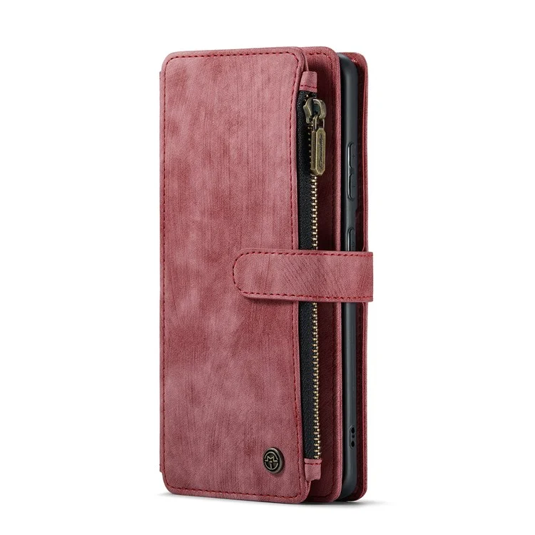 Serie Caseme C30 Para Samsung Galaxy S22+ 5G Múltiples Ranuras Para Tarjetas Policita PU PU Case de Cuero de Cuero - Rojo