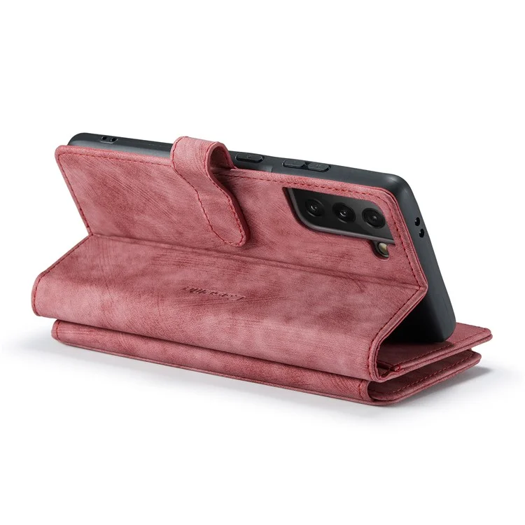 Serie Caseme C30 Para Samsung Galaxy S22+ 5G Múltiples Ranuras Para Tarjetas Policita PU PU Case de Cuero de Cuero - Rojo