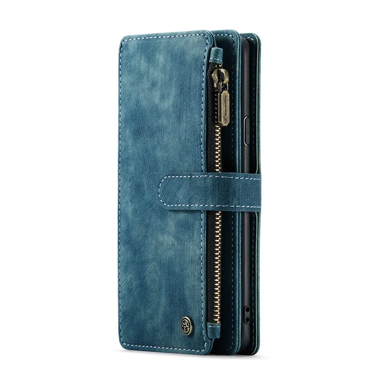 For Samsung Galaxy S8 Phone Cases with Strap CASEME C30 Zipper Multiple Card Holder PU Leather Cover - Blue