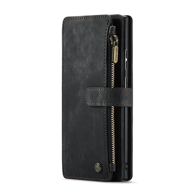 Caseme C30 -Serie Für Samsung Galaxy Note20/Note20 5G Support Ständer Design Kratzfestes PU Leder -Telefon Hülle Reißverschluss Pocket Wallet Telefonabdeckung - Schwarz