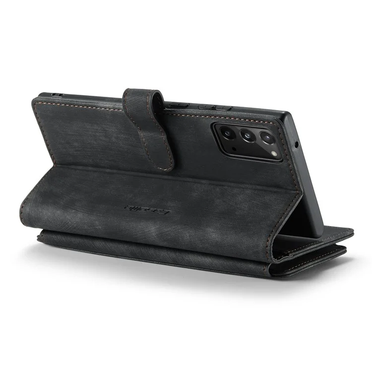 Caseme C30 -Serie Für Samsung Galaxy Note20/Note20 5G Support Ständer Design Kratzfestes PU Leder -Telefon Hülle Reißverschluss Pocket Wallet Telefonabdeckung - Schwarz