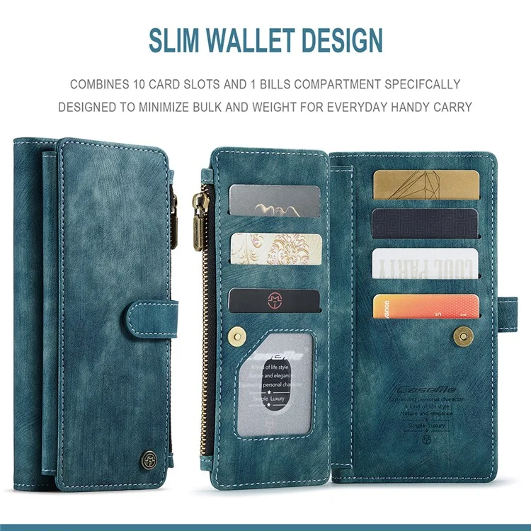 Serie Caseme C30 Per Samsung Galaxy A51 4G SM-A515 Design Piet Pie Leather Case Pocket Coperchio Pocket Pochatet Coperchio - Blu