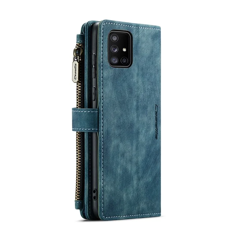 Serie Caseme C30 Per Samsung Galaxy A51 4G SM-A515 Design Piet Pie Leather Case Pocket Coperchio Pocket Pochatet Coperchio - Blu