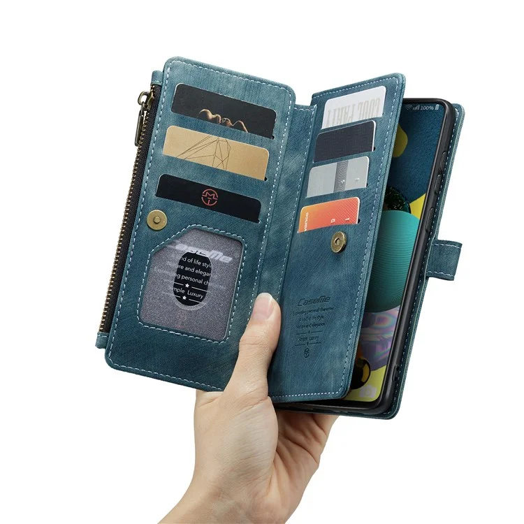 Serie Caseme C30 Per Samsung Galaxy A51 4G SM-A515 Design Piet Pie Leather Case Pocket Coperchio Pocket Pochatet Coperchio - Blu