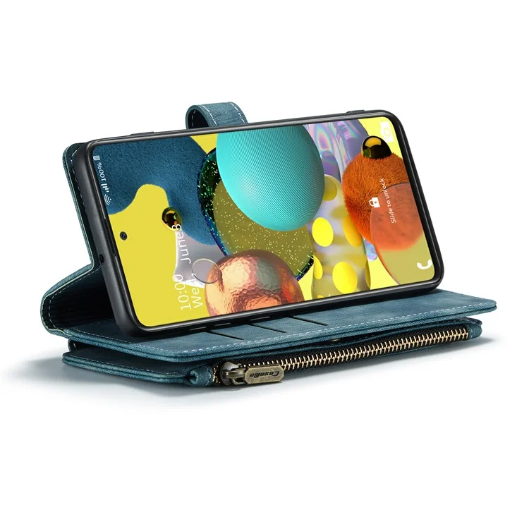 Serie Caseme C30 Per Samsung Galaxy A51 4G SM-A515 Design Piet Pie Leather Case Pocket Coperchio Pocket Pochatet Coperchio - Blu