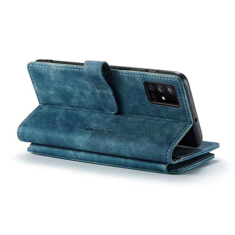 Serie Caseme C30 Per Samsung Galaxy A51 4G SM-A515 Design Piet Pie Leather Case Pocket Coperchio Pocket Pochatet Coperchio - Blu