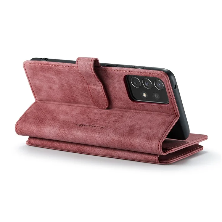 CASEME pour Samsung Galaxy A13 4G C30 Série Étui portefeuille à fermeture éclair, Conception en support anti-chute en cuir PU Étui de téléphone - Rouge