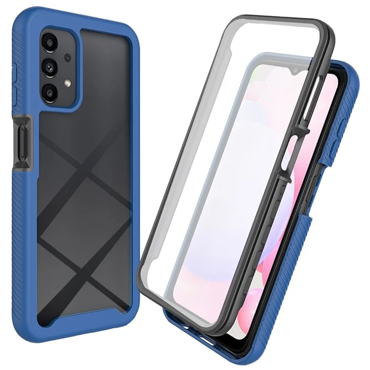 Case de Téléphone Hybride 3-en-1 Pour Samsung Galaxy A23 4G (165,4 x 76,9 x 8,4 Mm), Couverture Complète du Téléphone TPU + PC Avec Protecteur D'écran de Compagnie - Bleu Foncé