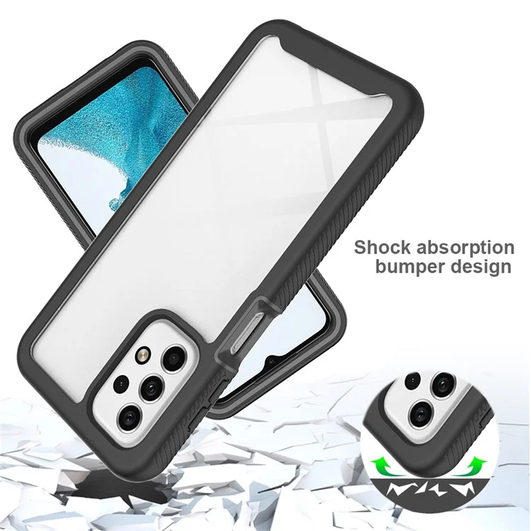 Case de Téléphone Hybride 3-en-1 Pour Samsung Galaxy A23 4G (165,4 x 76,9 x 8,4 Mm), Couverture Complète du Téléphone TPU + PC Avec Protecteur D'écran de Compagnie - Bleu Foncé