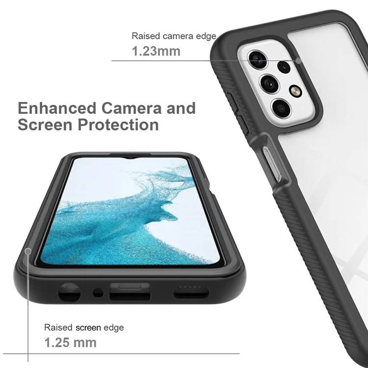 Case de Téléphone Hybride 3-en-1 Pour Samsung Galaxy A23 4G (165,4 x 76,9 x 8,4 Mm), Couverture Complète du Téléphone TPU + PC Avec Protecteur D'écran de Compagnie - Bleu Foncé