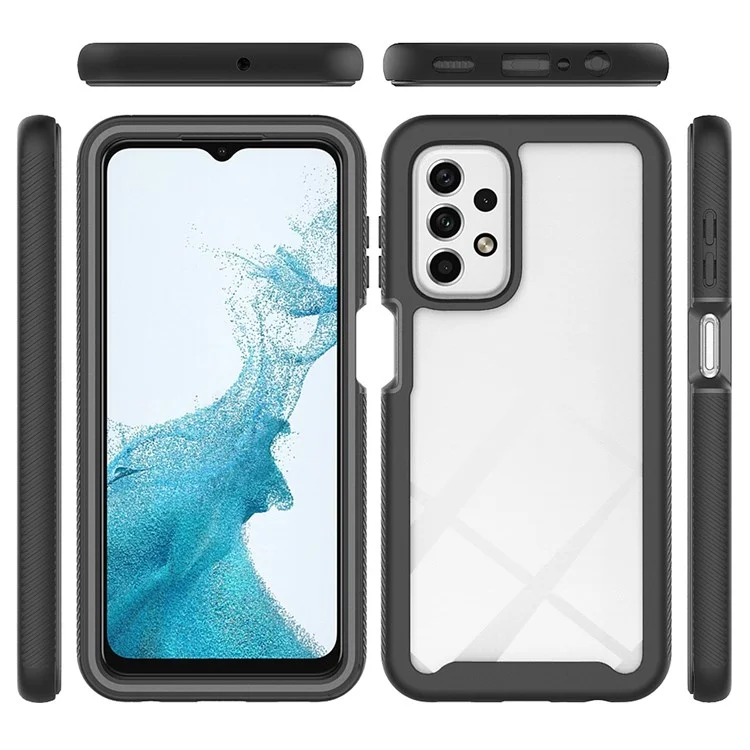 Case de Téléphone Hybride 3-en-1 Pour Samsung Galaxy A23 4G (165,4 x 76,9 x 8,4 Mm), Couverture Complète du Téléphone TPU + PC Avec Protecteur D'écran de Compagnie - Bleu Foncé
