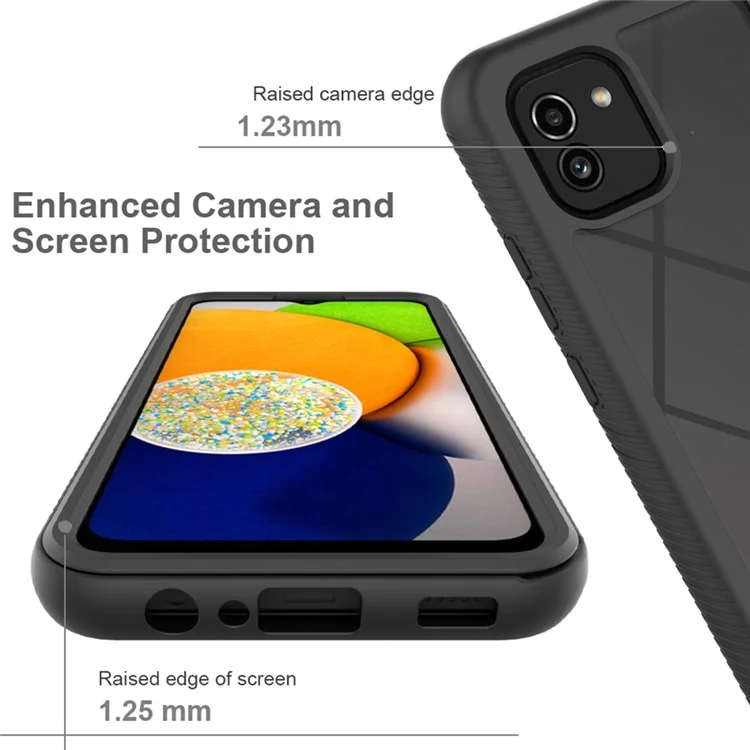 Custodia ibrida 3 in 1 per Samsung Galaxy A03 (164,2 x 75,9 x 9,1 mm), custodia con protezione a copertura completa e assorbimento degli urti, con pellicola protettiva in PET per lo schermo - Nero