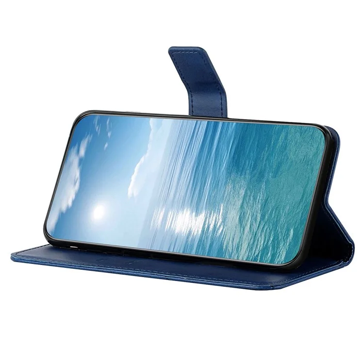 Ligne de Couleur Continue Impression de la Coquille de Téléphone en Cuir PU Pour Samsung Galaxy A13 4G, Portefeuille Flio Flip Pliable de Conception de Conception - Bleu