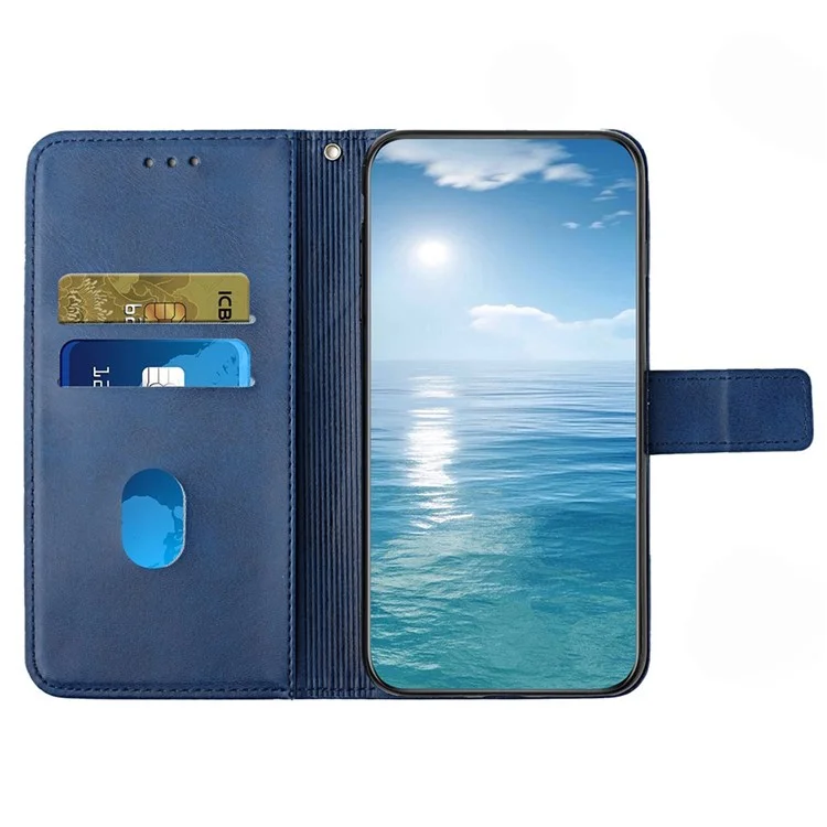 Ligne de Couleur Continue Impression de la Coquille de Téléphone en Cuir PU Pour Samsung Galaxy A13 4G, Portefeuille Flio Flip Pliable de Conception de Conception - Bleu