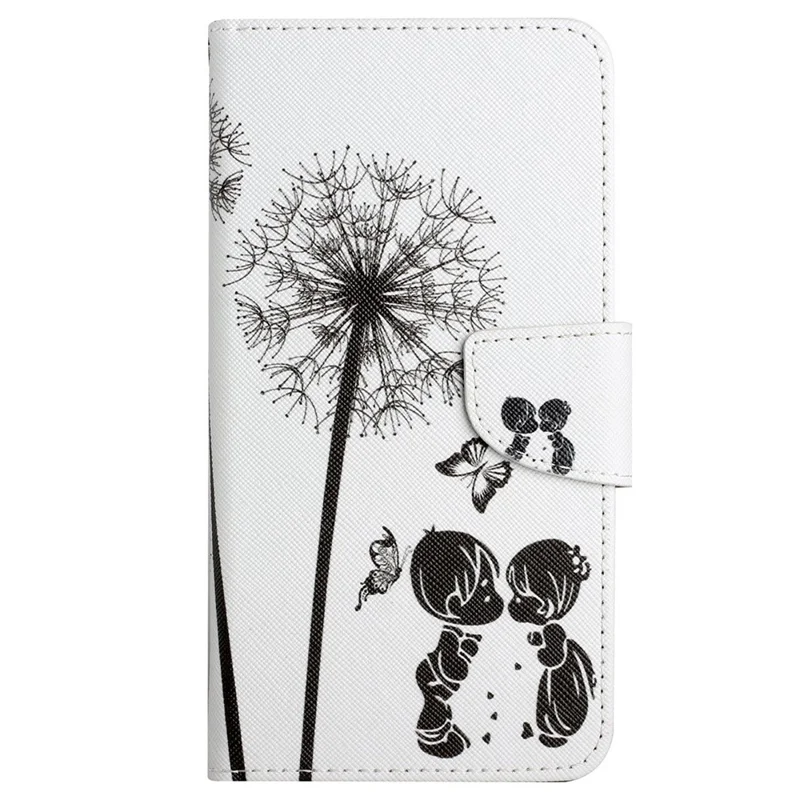 Pattern-Printing Cross Texture PU Leather Case for Samsung Galaxy A73 5G, Folio Flip Leather Wallet Stand Phone Shell with Strap - Dandelion