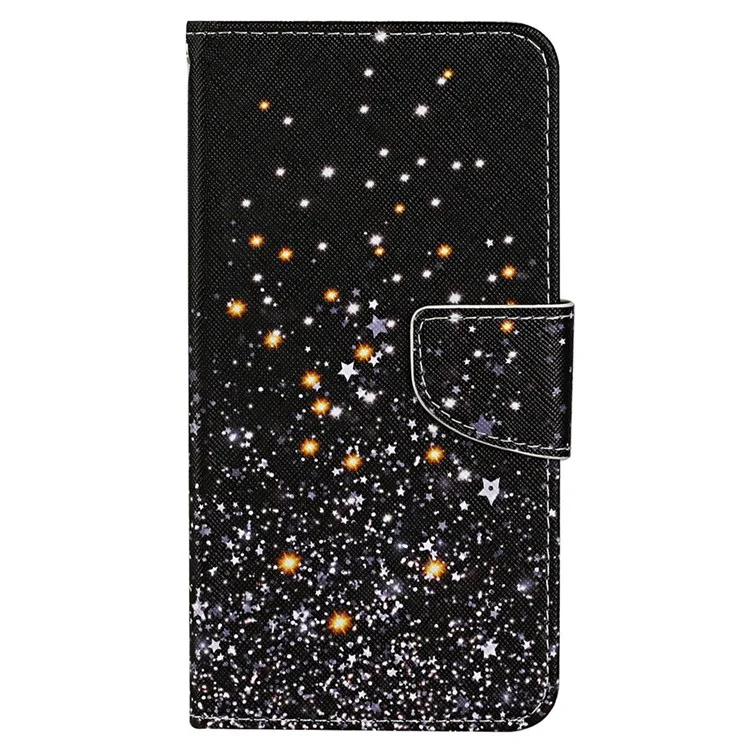 Texture Croix-imprimage Étui en Cuir PU Pour Samsung Galaxy A13 4G, Couverture Complète Folio Flip Portefeuille Support en Cuir Coque de Téléphone + Bracelet - Étoiles Brisées