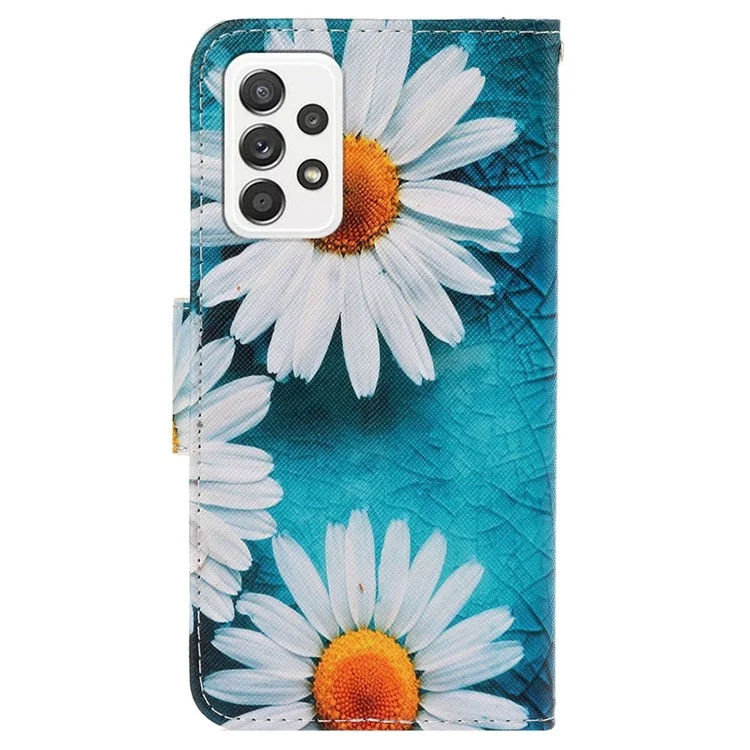 Textura Cruzada de Patrones Case de Cuero PU Para Samsung Galaxy A23 4G (165.4 x 76.9 x 8.4 Mm), Stand de Billetera de Cuero de Cobertura Completa Resistente a la Caída + Correa - Margarita