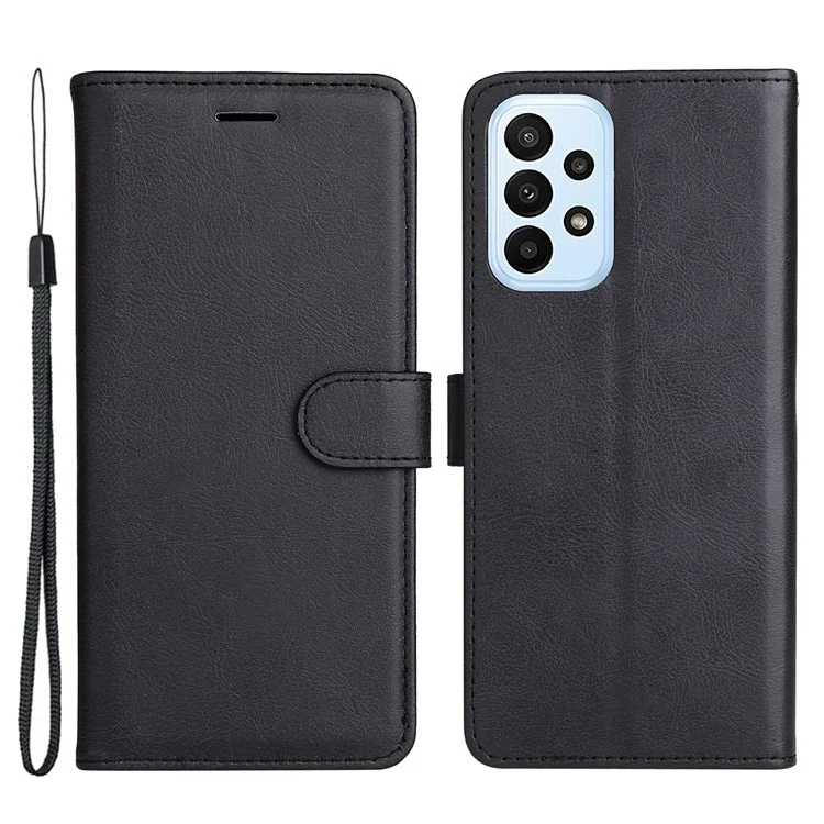 KT Leather Series-2 pour Samsung Galaxy A23 5G (Version mondiale) / Étui en cuir magnétique 4G Folio de conception portefeuille Soft TPU Protective Flip Cover avec sangle - Noir
