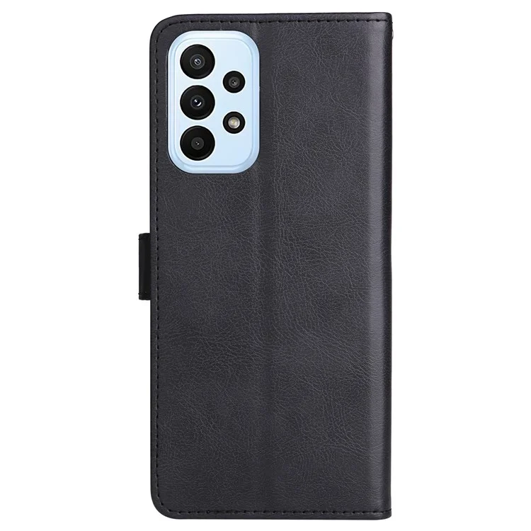 KT Leather Series-2 pour Samsung Galaxy A23 5G (Version mondiale) / Étui en cuir magnétique 4G Folio de conception portefeuille Soft TPU Protective Flip Cover avec sangle - Noir