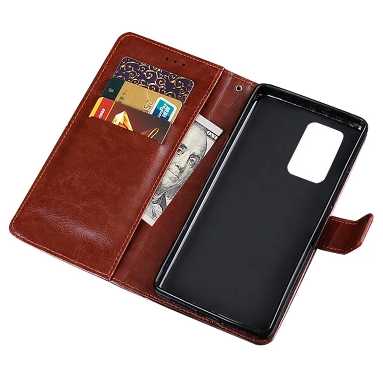 Idewei Crazy Horse Textured Case Para Samsung Galaxy A53 5G, PU Leather Willet Book Folio Vista de Soporte Vista - Azul Oscuro