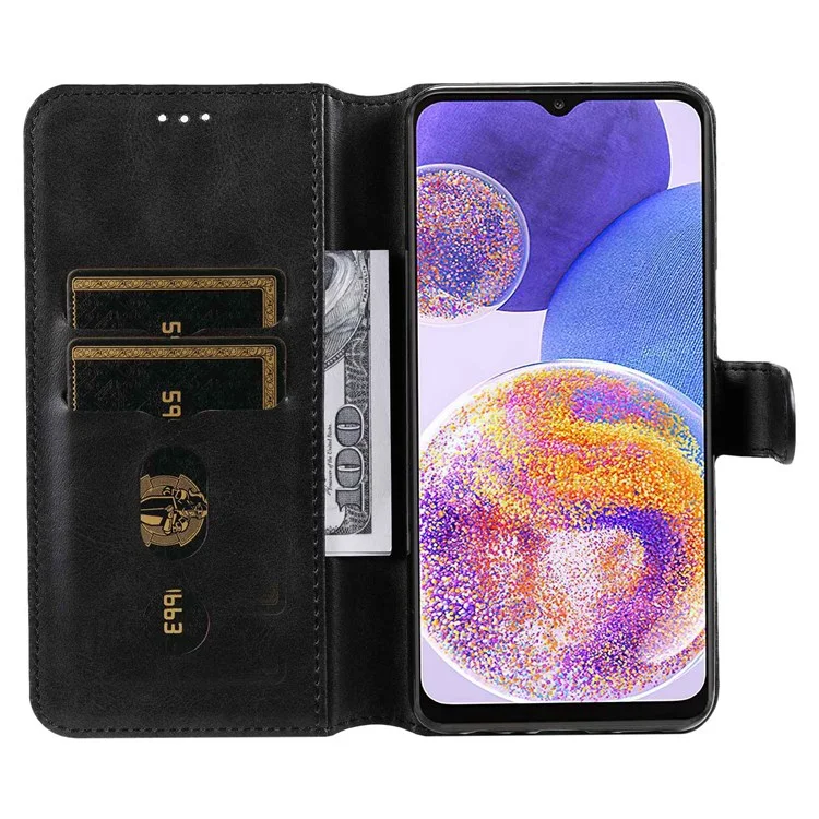 Para Samsung Galaxy A23 5G (Versão Global) / 4G / M23 5G / F23 5G Capa de Carteira de Couro PU com Fecho Magnético Ajustável - Preto