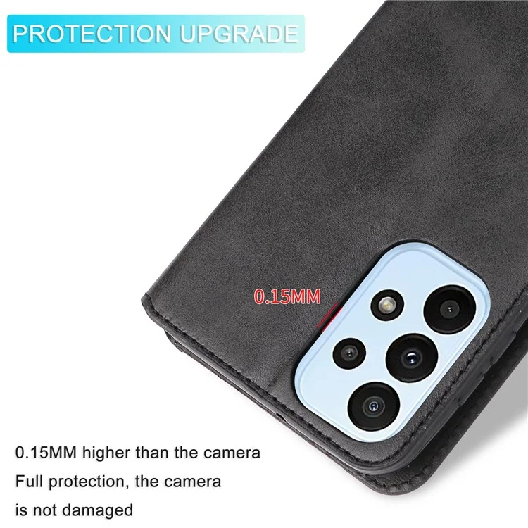 Para Samsung Galaxy A23 5G (Versão Global) / 4G / M23 5G / F23 5G Capa de Carteira de Couro PU com Fecho Magnético Ajustável - Preto