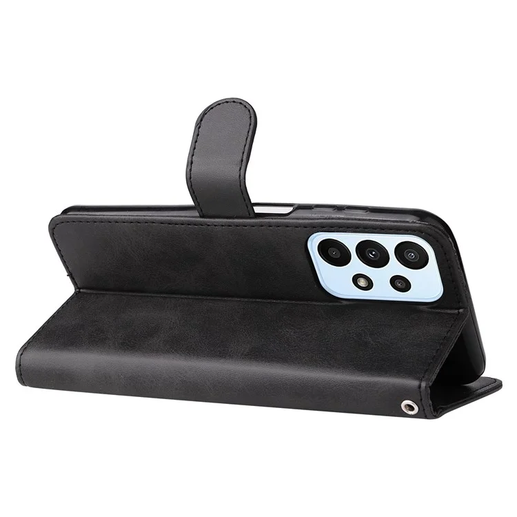 Para Samsung Galaxy A23 5G (versión global) / 4G / M23 5G / F23 5G Funda de cartera con cierre magnético y bolsillo con cremallera, a prueba de golpes, de piel de imitación antiarañazos - Negro