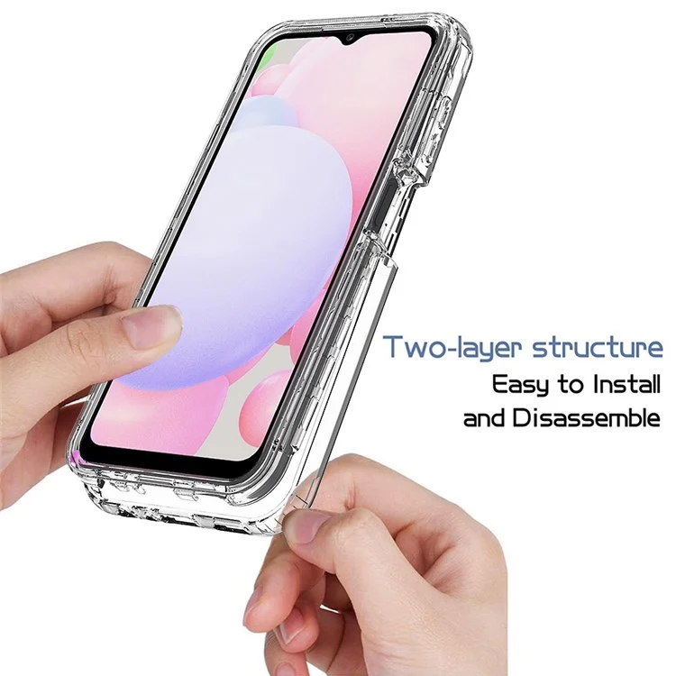 3-in-1-pc+tpu Hybrid-telefonhülle Für Samsung Galaxy A13 4G, Gradient Complete Deckung Anti-kratzer-mobiltelefonabdeckung Mit Pet-screen-beschützer - Schwarz