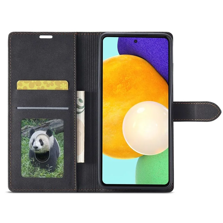 FORWENW F1 Series for Samsung Galaxy A73 5G PU Leather Magnetic Flip Case Full Body Shockproof Stand Wallet Cover - Black