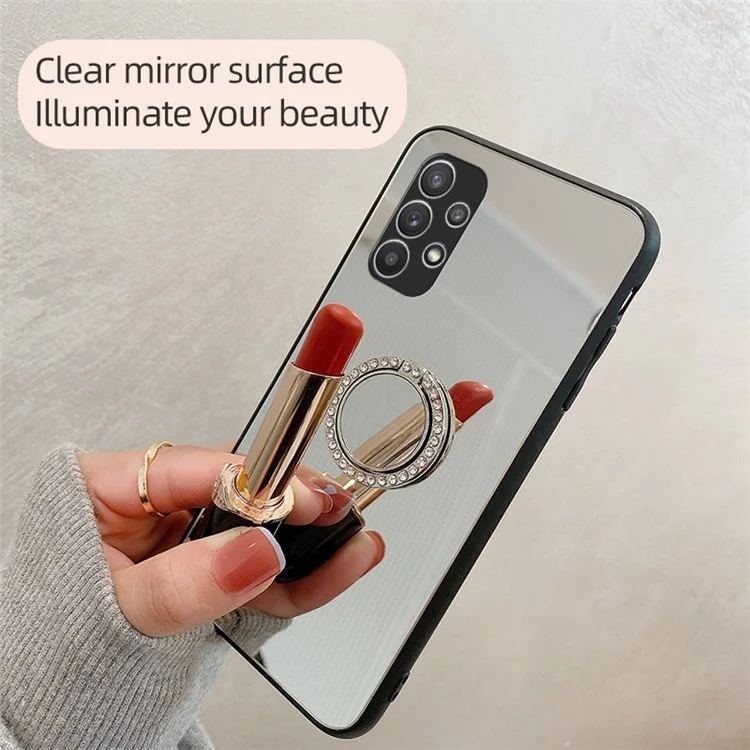 Pour Samsung Galaxy A23 5G (version mondiale) / 4G Stylish Mirror Design All-inclusive TPU Edging Hybrid Cell Phone Case avec Metal Sheet Ring Kickstand - Rose Gold