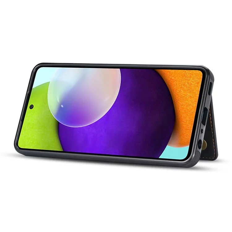 Per Samsung Galaxy A53 5G Card Pocket Kickstand Design Protector Line Splicing Imprinting PU Leather Anti-drop Phone Case - Nero