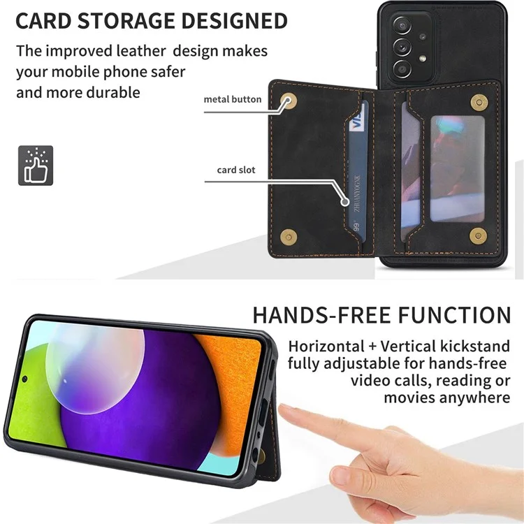 Per Samsung Galaxy A53 5G Card Pocket Kickstand Design Protector Line Splicing Imprinting PU Leather Anti-drop Phone Case - Nero