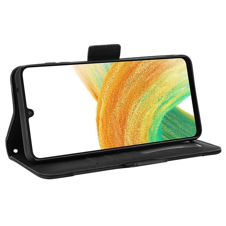 Pour Samsung Galaxy A23 5G (Version mondiale) / 4G / M23 5G / F23 5G Emplacement pour plusieurs cartes Étui portefeuille en cuir PU avec fermoir magnétique et support - Noir