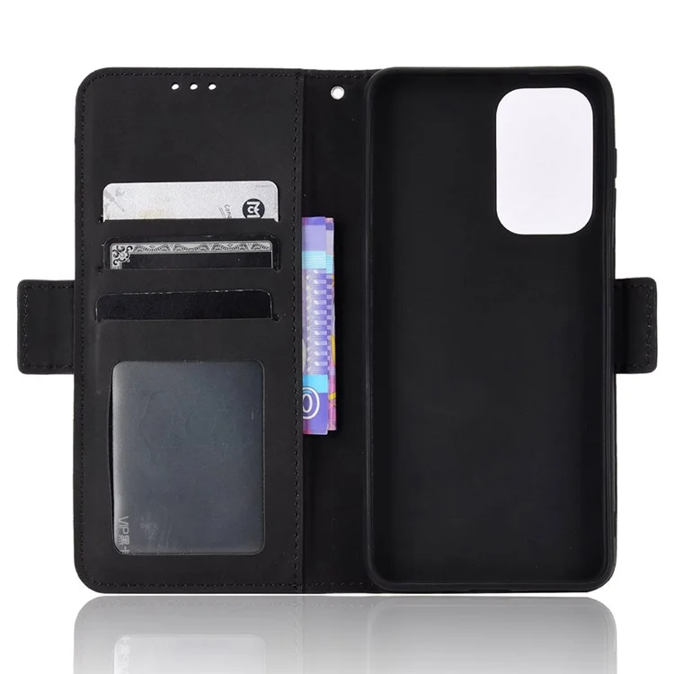 Pour Samsung Galaxy A23 5G (Version mondiale) / 4G / M23 5G / F23 5G Emplacement pour plusieurs cartes Étui portefeuille en cuir PU avec fermoir magnétique et support - Noir