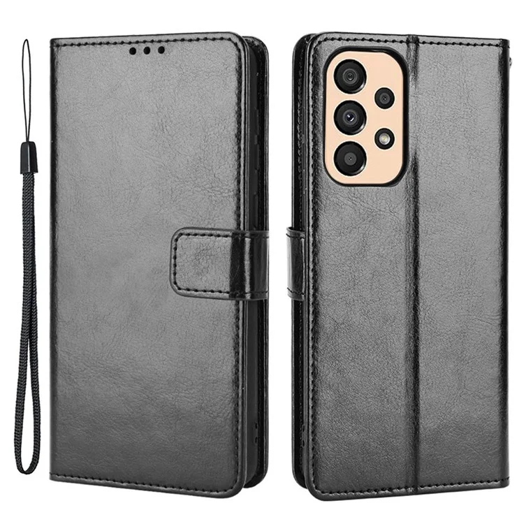 Per Samsung Galaxy A23 4G (165,4 x 76,9 x 8,4 Mm)/m23 5G/F23 5G PU Leather Crazy Horse Texture Case Copertina di Telefonia Mobile Anti-scratch - Nero