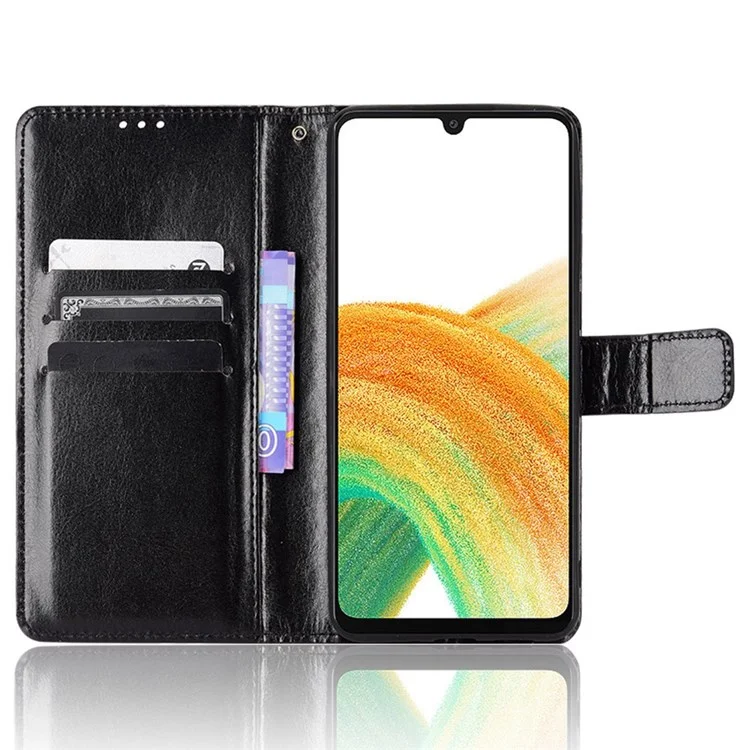 Per Samsung Galaxy A23 4G (165,4 x 76,9 x 8,4 Mm)/m23 5G/F23 5G PU Leather Crazy Horse Texture Case Copertina di Telefonia Mobile Anti-scratch - Nero