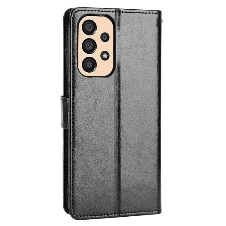 Per Samsung Galaxy A23 4G (165,4 x 76,9 x 8,4 Mm)/m23 5G/F23 5G PU Leather Crazy Horse Texture Case Copertina di Telefonia Mobile Anti-scratch - Nero