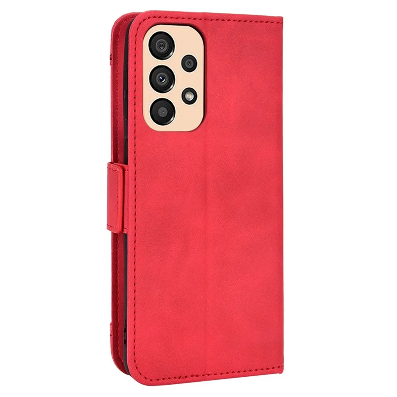 For Samsung Galaxy A33 5G Multiple Card Slots Phone Cover PU Leather Wallet Stand Folio Flip Case - Red