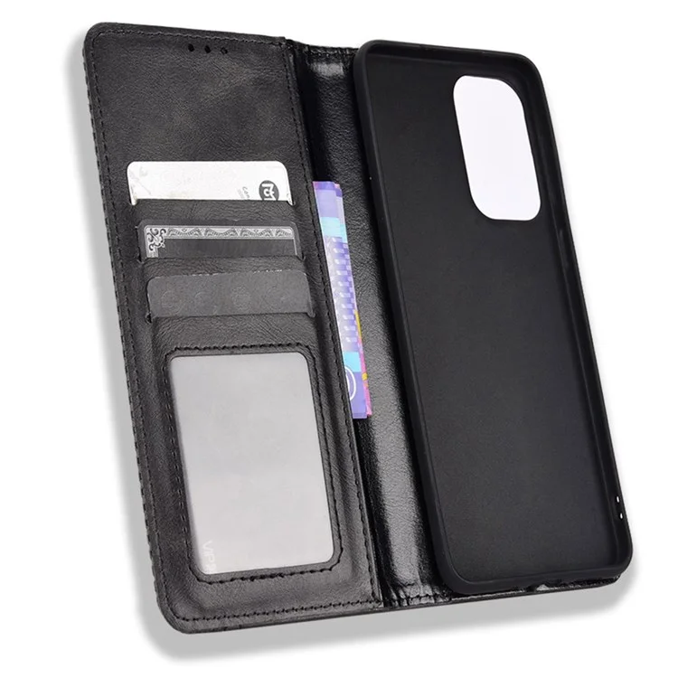 Pour Samsung Galaxy A33 5G Retro PU Cuir Portefeuille Téléphone Couverture Mosaïque Imprimée Aimant Fermeture Support Réglable Boîtier - Noir