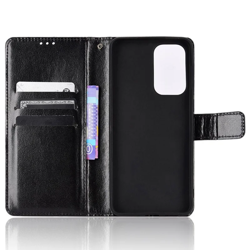 Per Samsung Galaxy A33 5G PU Phallet Cetto Case Crazzo Tersutura Coperchio di Visualizza - Nero