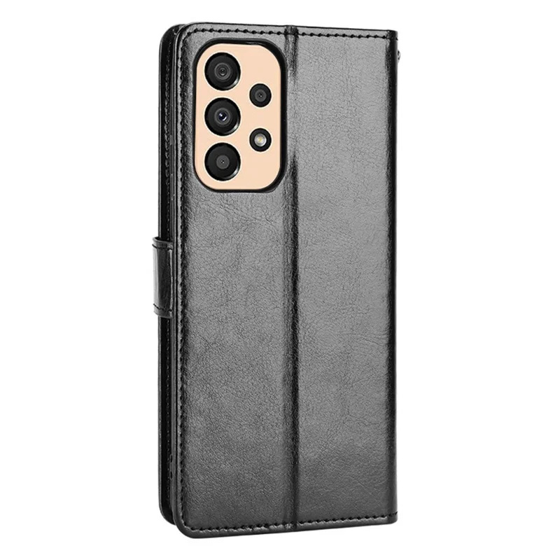 Per Samsung Galaxy A33 5G PU Phallet Cetto Case Crazzo Tersutura Coperchio di Visualizza - Nero