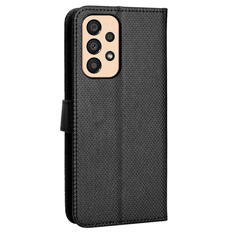 Para o Samsung Galaxy A33 5G Scratch Scratchy Style Style Magnetic PU Couro Caso Diamante Textura Tpp - Preto