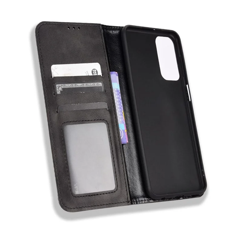 Pour Samsung Galaxy M23 5G / F23 5G Vintage PU le Cuir Portefeuille Mosaïque Mosaïque Imprimé Automatique Clôticage Magnetic Flip Stand Téléphone Couverture - le Noir