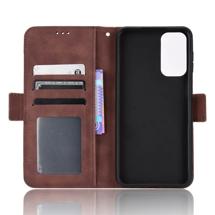 For Samsung Galaxy M23 5G/F23 5G Wallet Case Card Slots Holder Premium PU Leather Stand Shockproof Flip Protective Cover - Brown